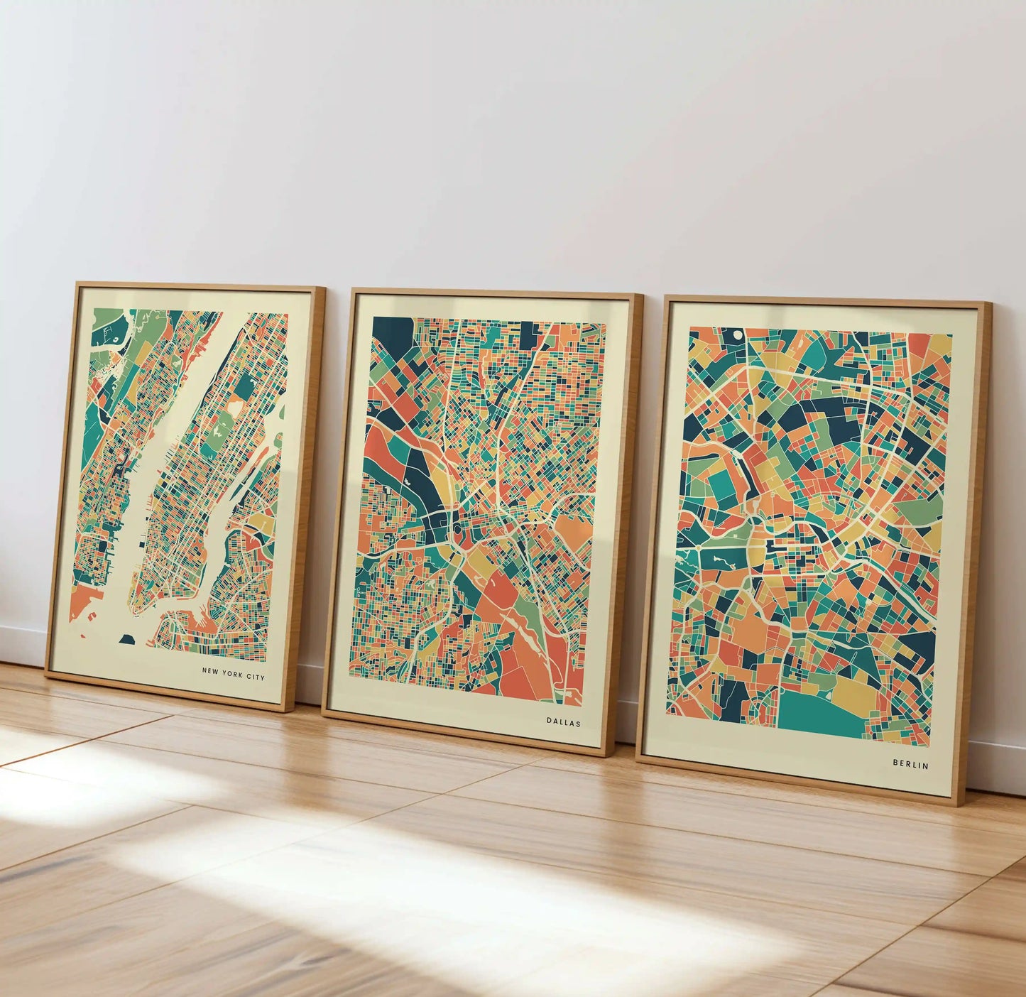 Dallas Stadtkarte Poster – Polychroma Modern Art Print