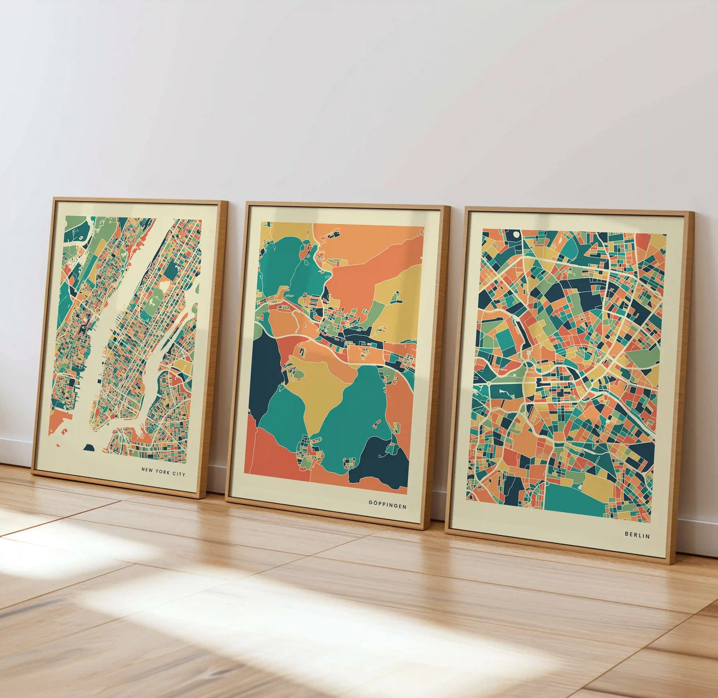 Göppingen Stadtkarte Poster – Polychroma Modern Art Print