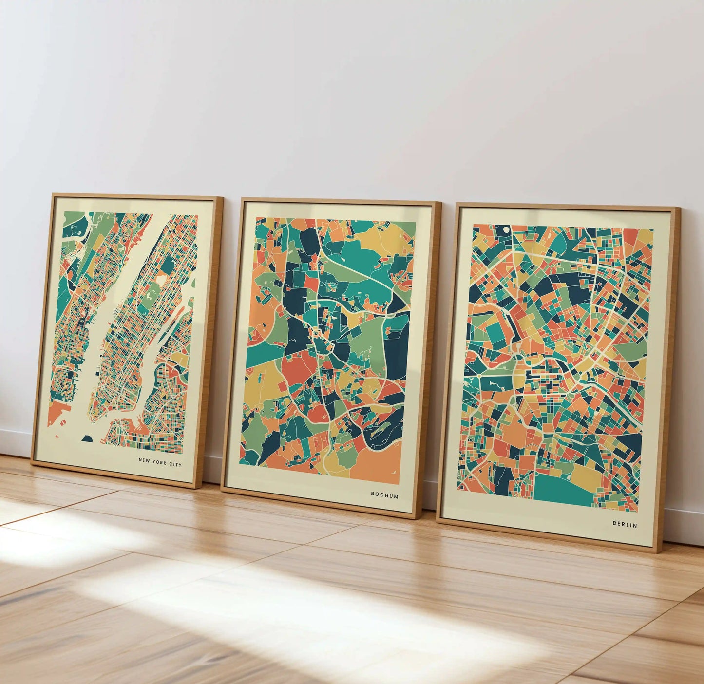 Bochum Stadtkarte Poster – Polychroma Modern Art Print