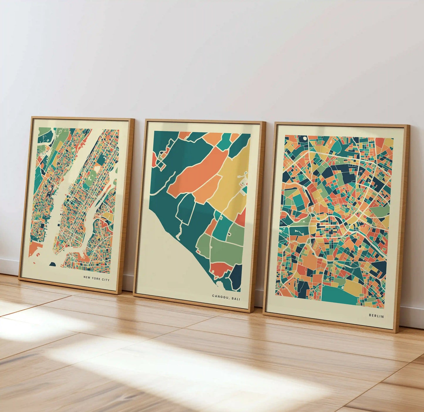 Canggu Bali Stadtkarte Poster – Polychroma Modern Art Print