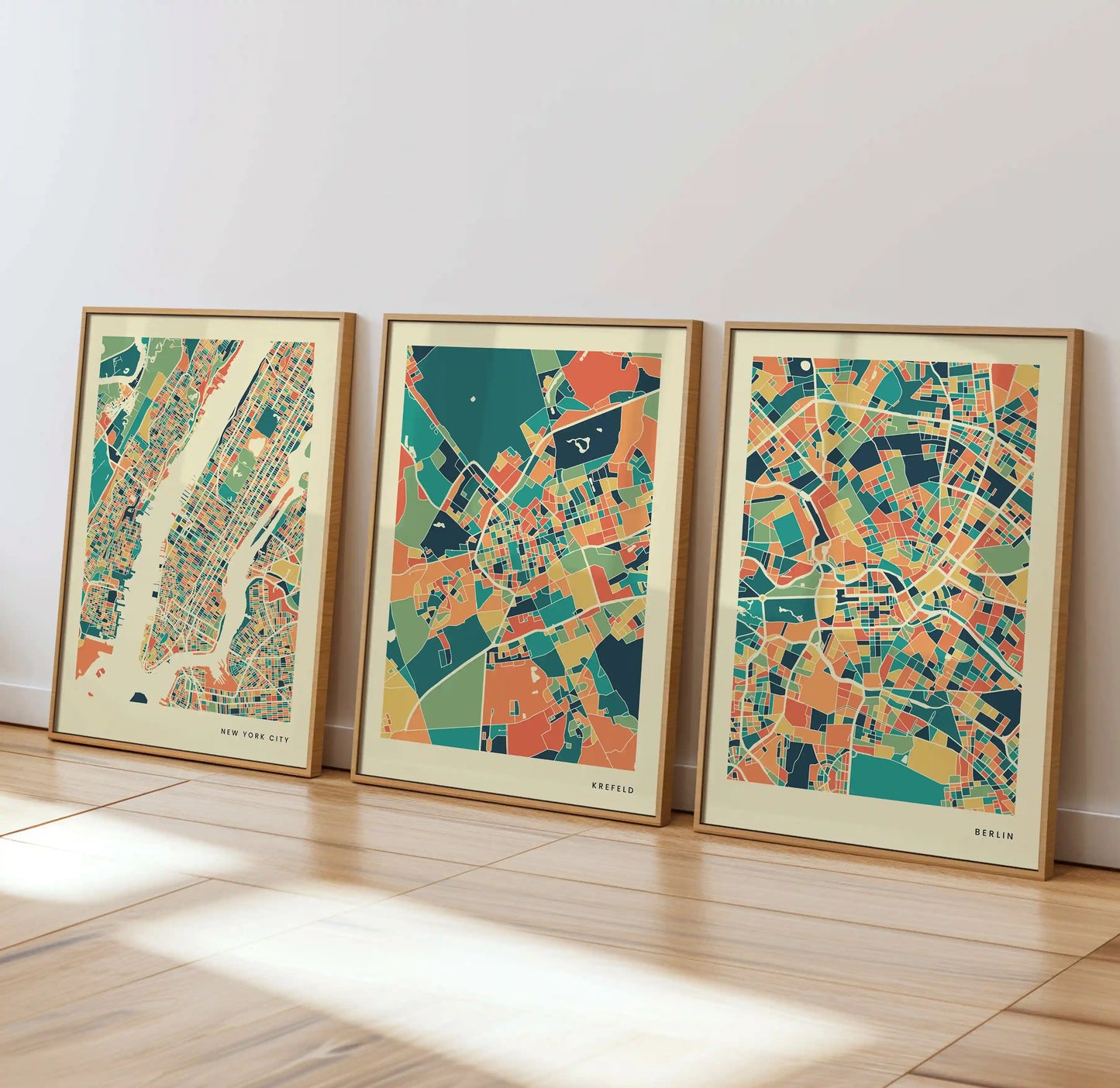 Krefeld Stadtkarte Poster – Polychroma Modern Art Print