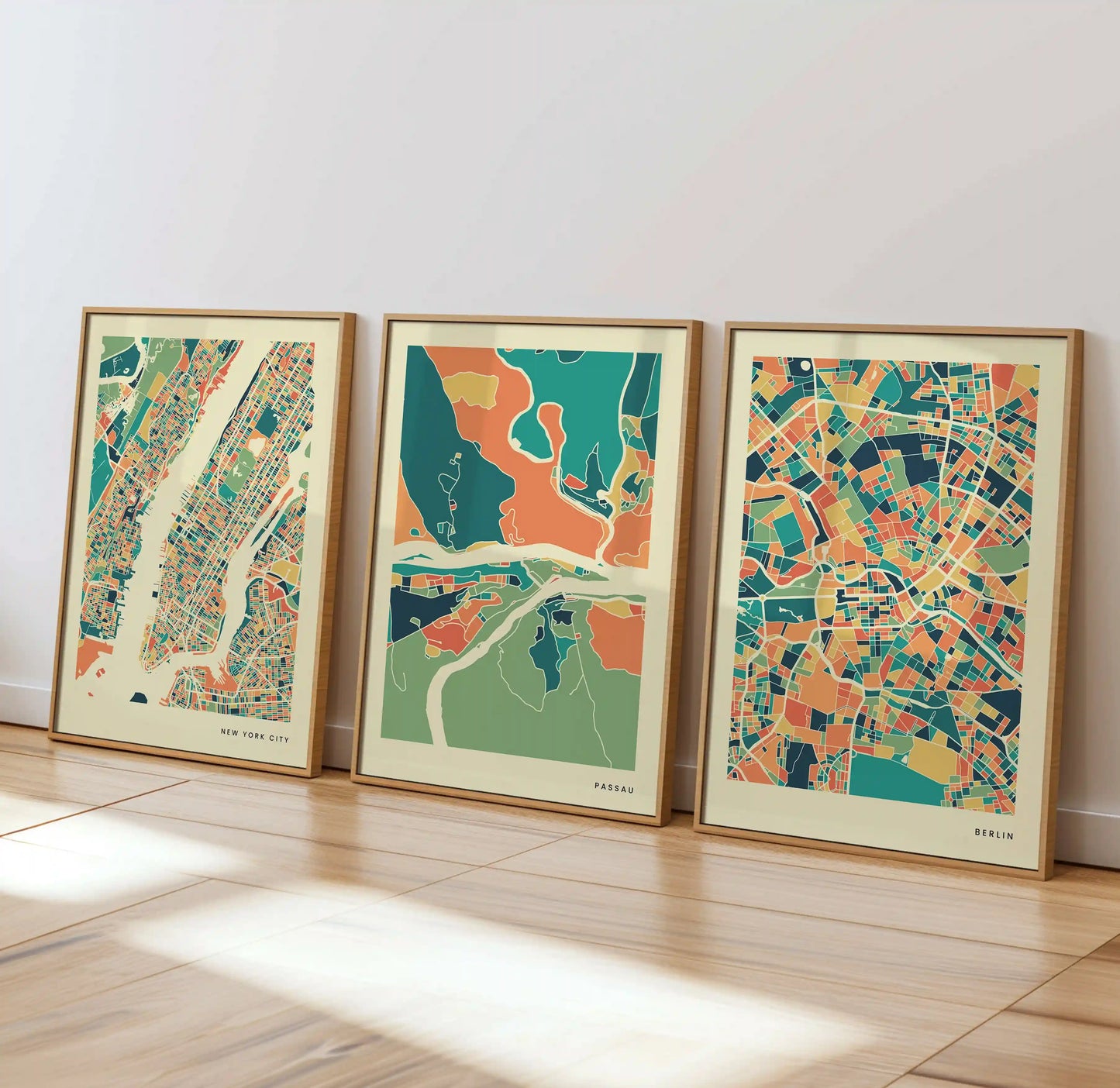 Passau Stadtkarte Poster – Polychroma Modern Art Print