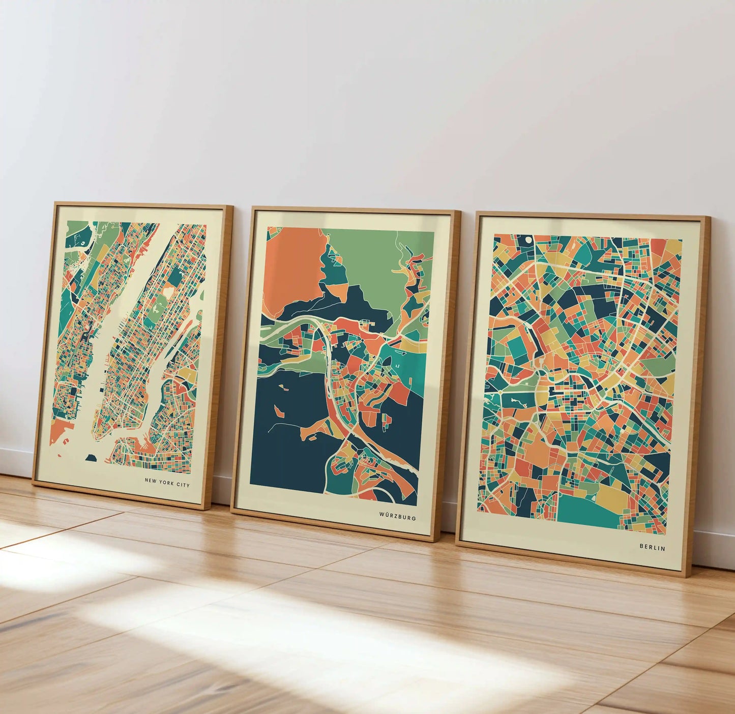 Würzburg Stadtkarte Poster – Polychroma Modern Art Print