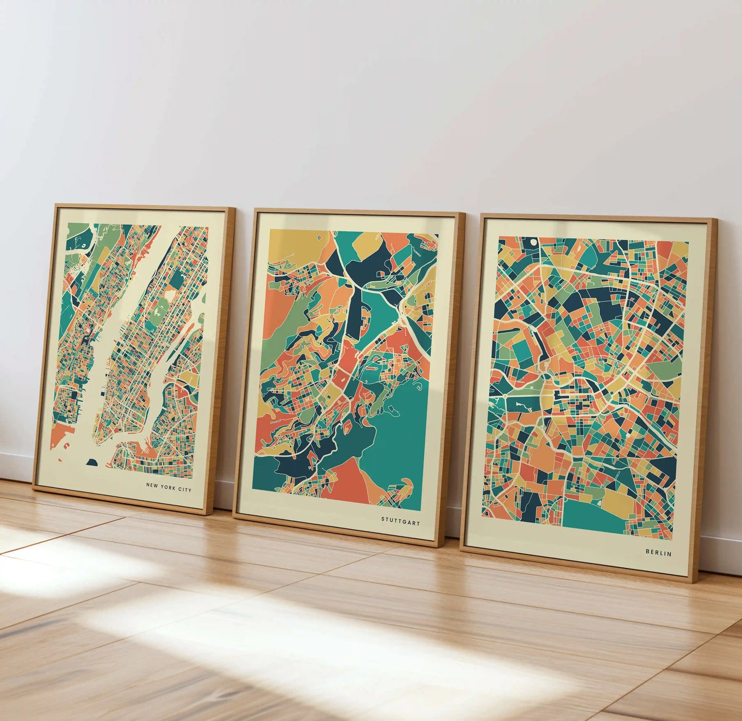 Stuttgart Stadtkarte Poster - Polychroma Stadtplan Modern Art Print Stadtkarte Poster – Polychroma Modern Art Print