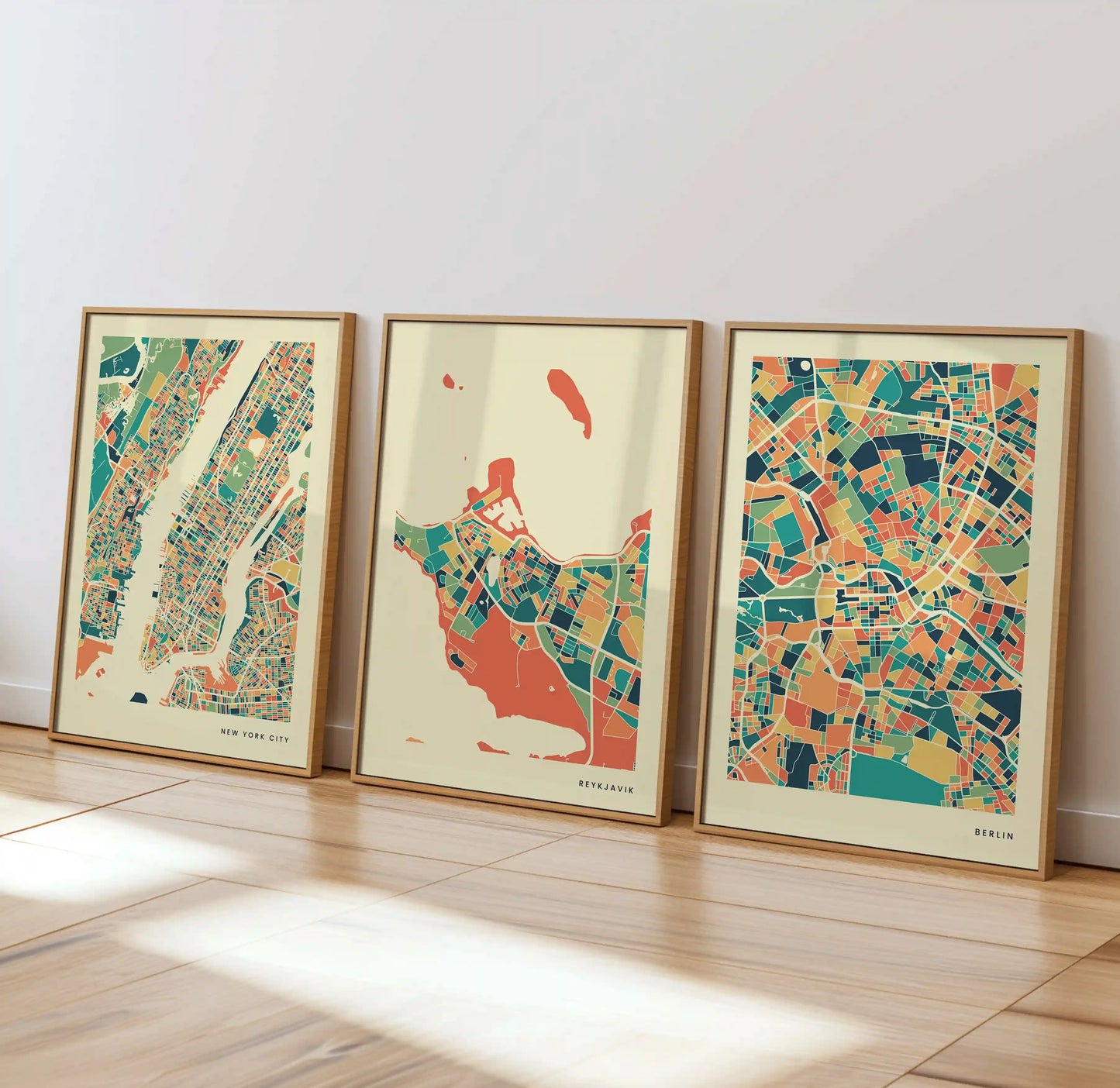 Reykjavik Stadtkarte Poster – Polychroma Modern Art Print