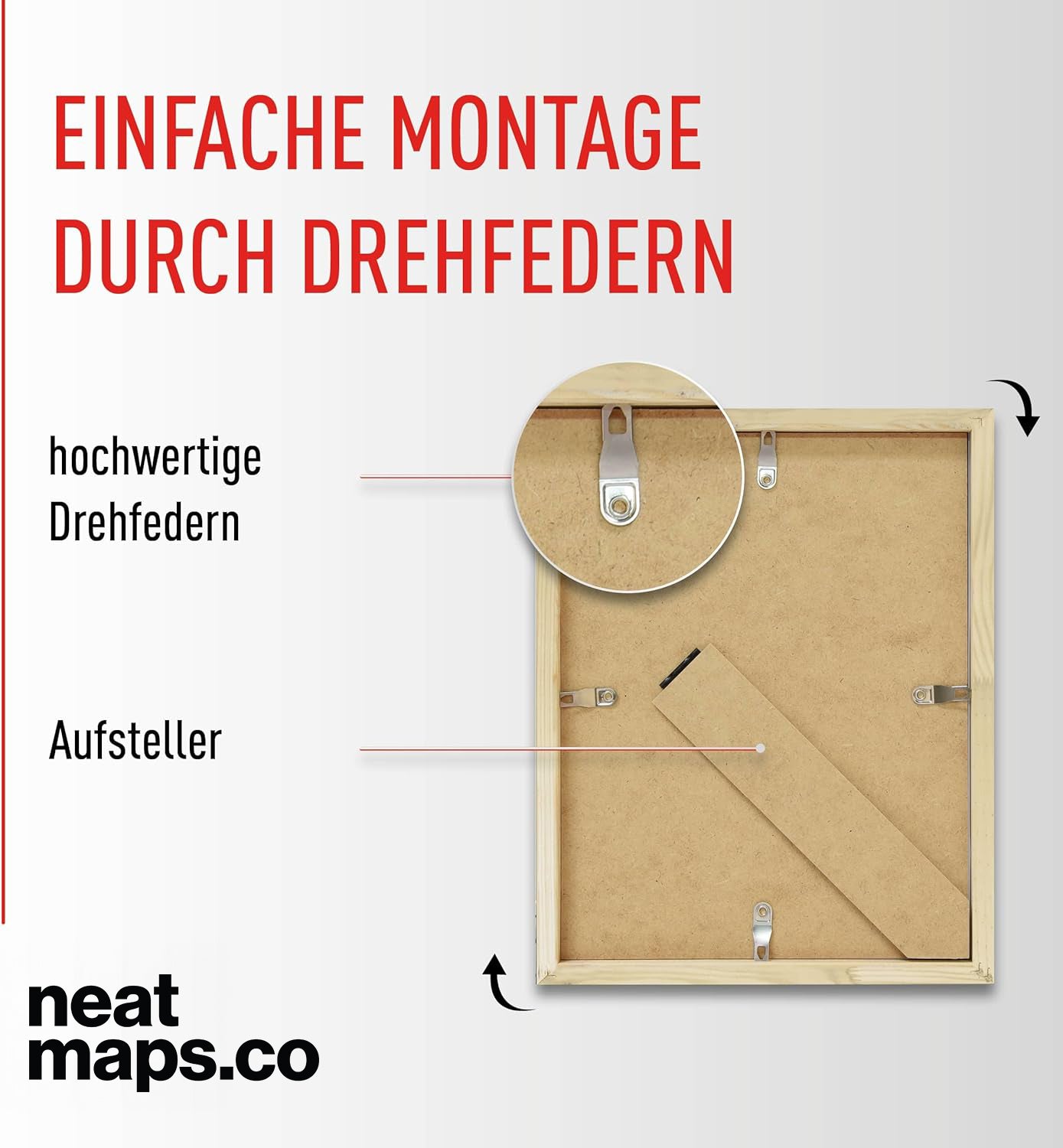 Holz-Bilderrahmen A4/A3/A2/A1 & 50×70 – Eiche, Schwarz, Weiß