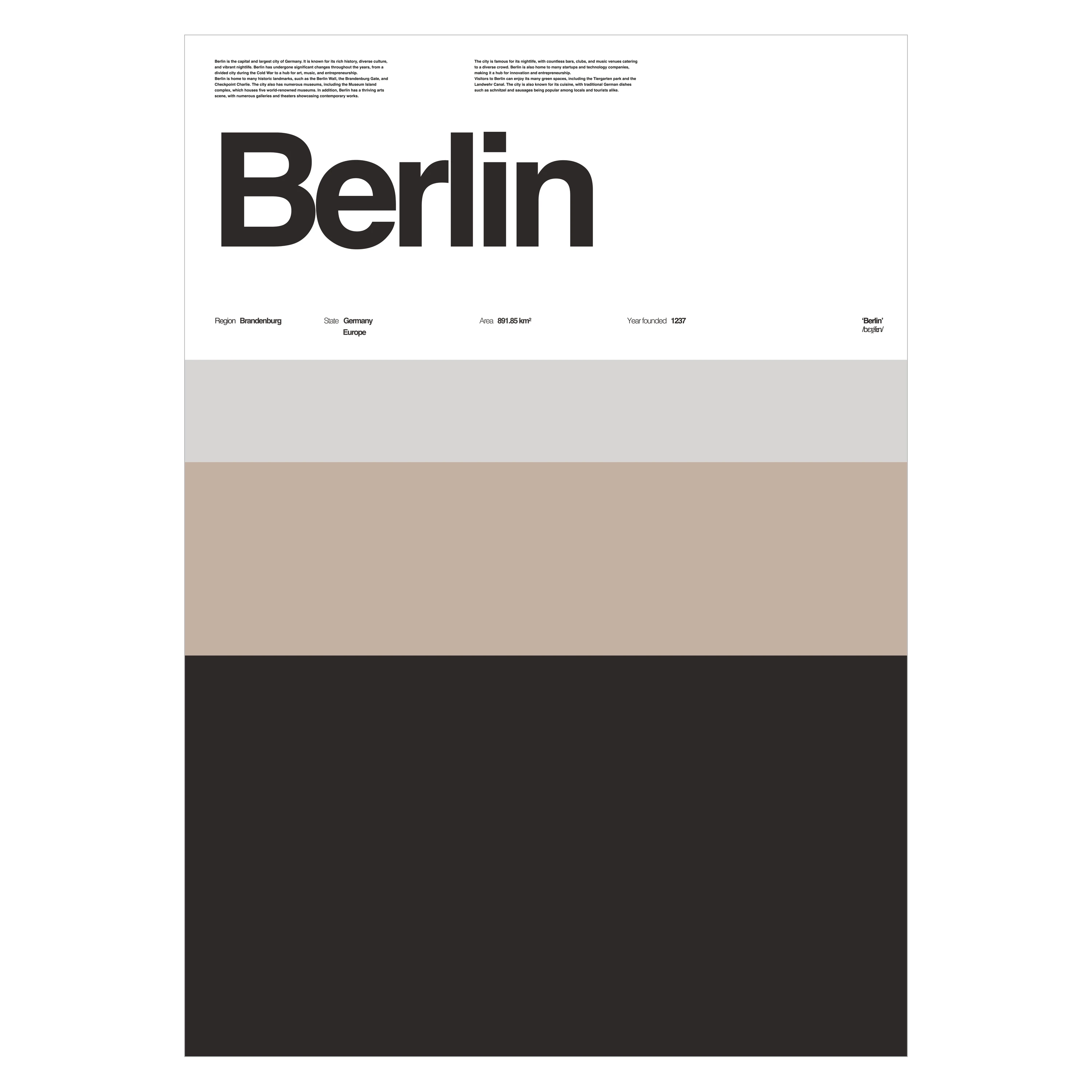 Berlin Typographic City Poster – Minimalist A3 Wall Art