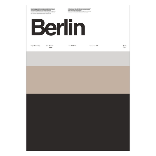 Berlin Typographic City Poster – Minimalist A3 Wall Art