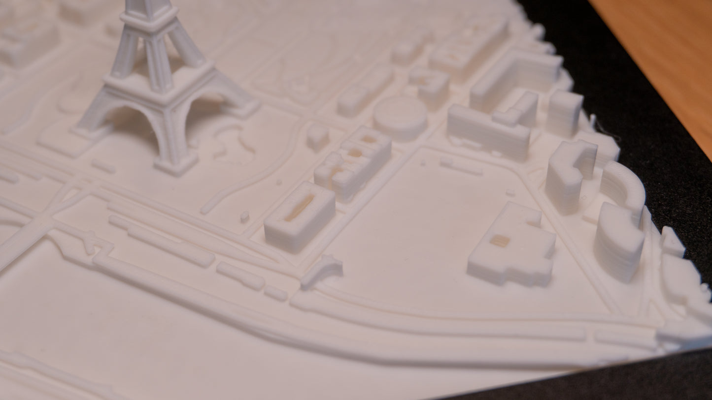 3D Printed Paris Cityscape with Eiffel Tower