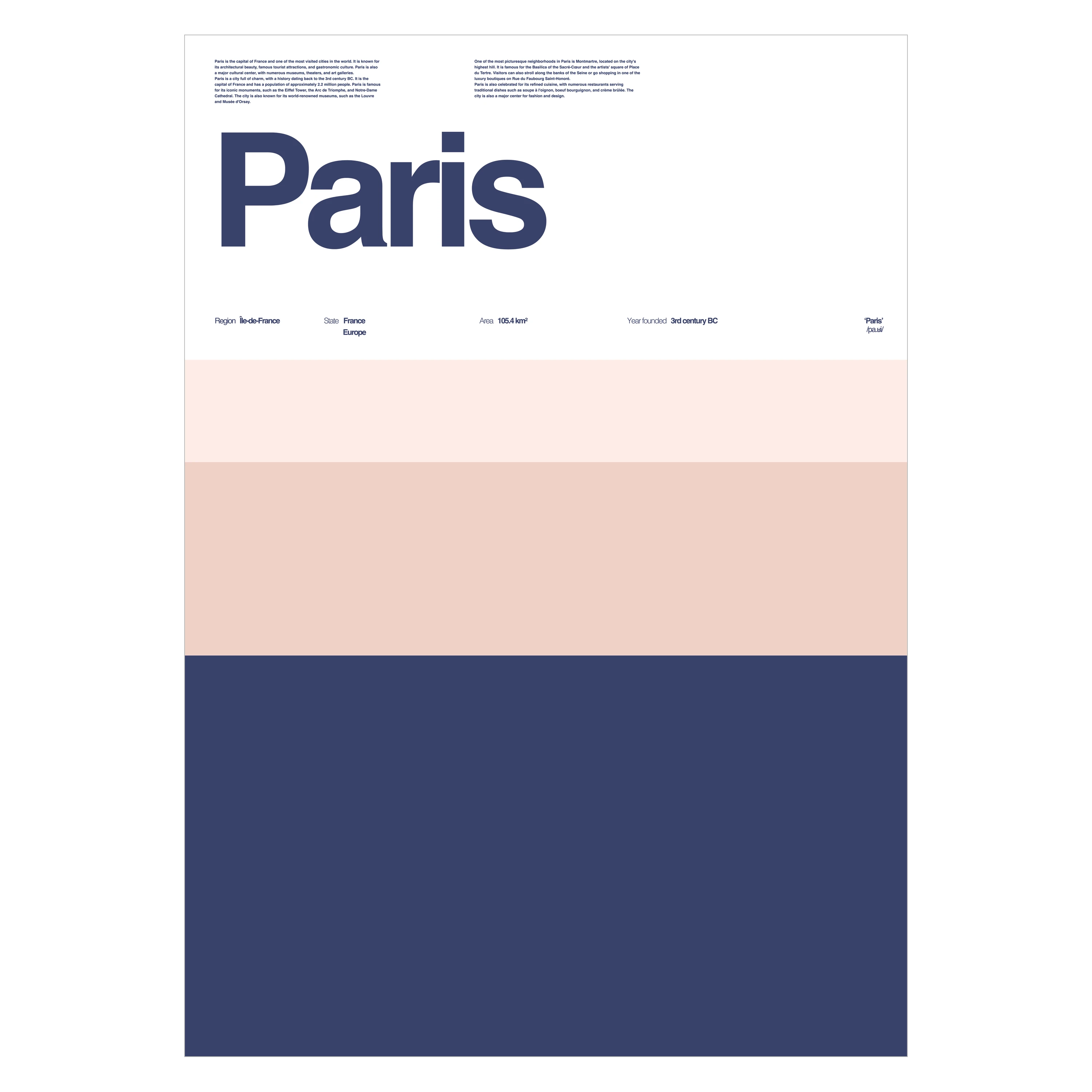 Paris Typographic City Poster – Minimalist A3 Wall Art