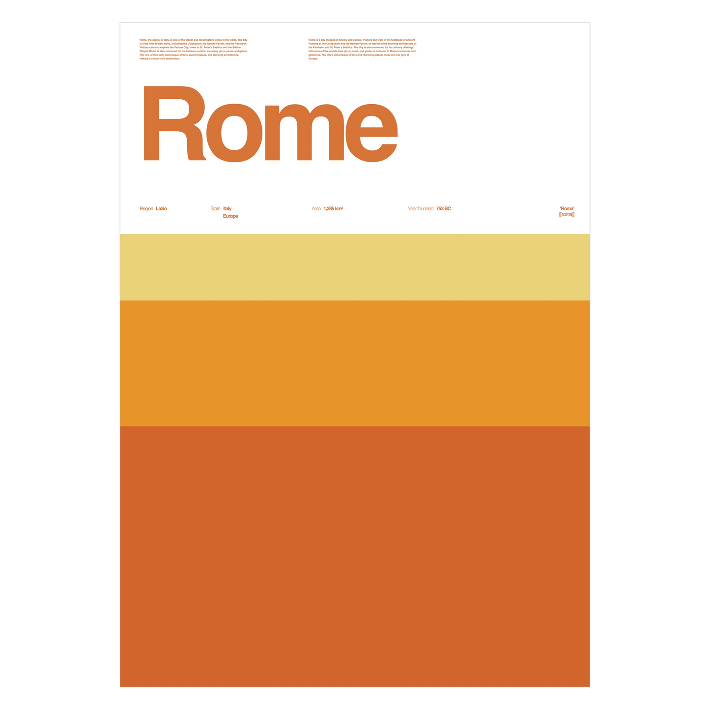 Rome Typographic City Poster – Minimalist A3 Wall Art