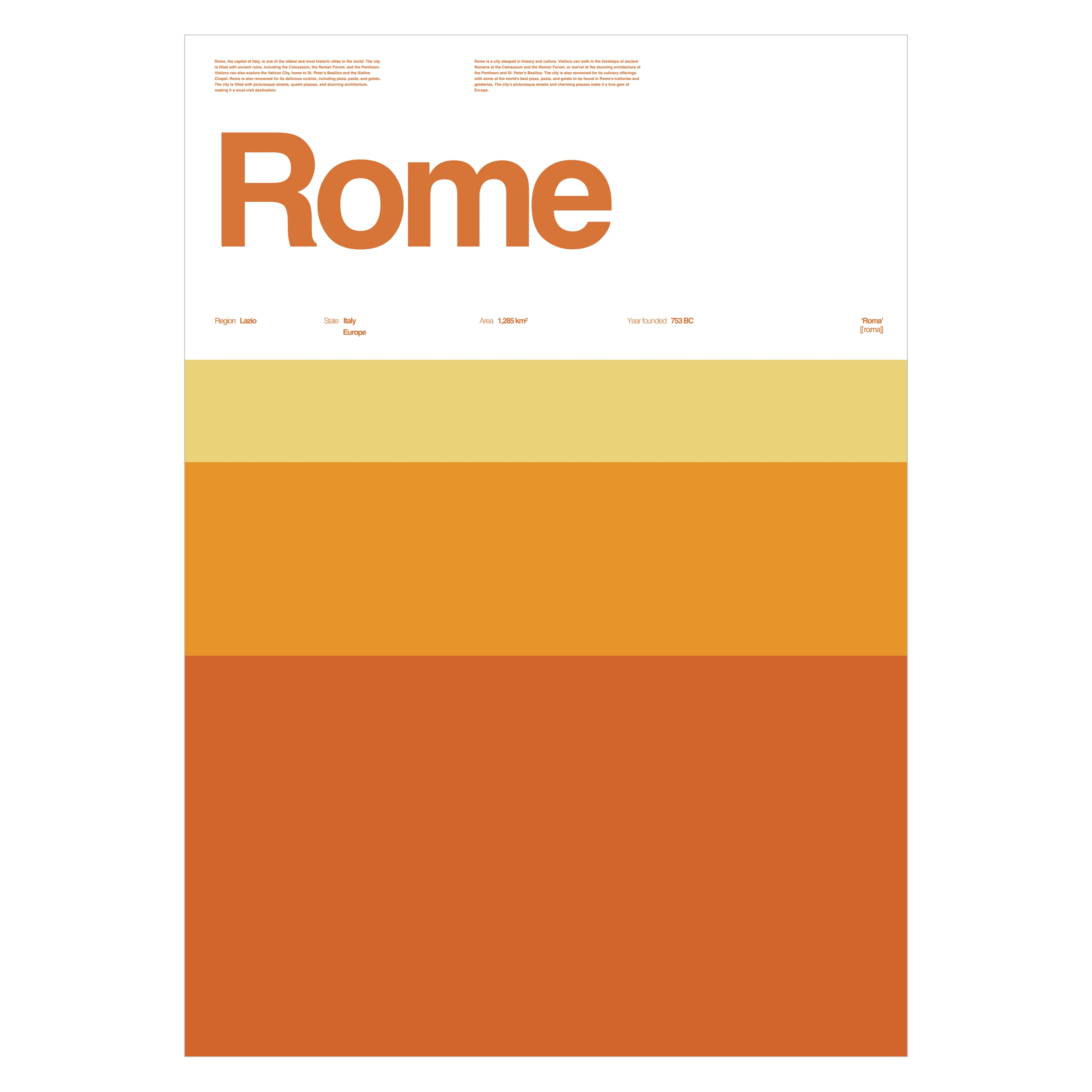 Rome Typographic City Poster – Minimalist A3 Wall Art