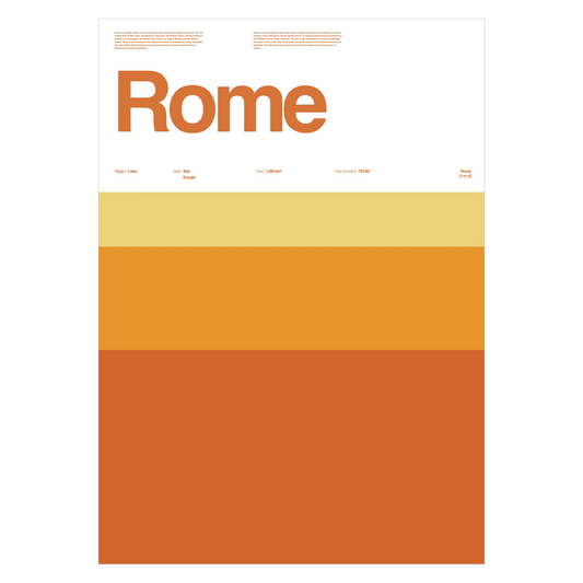 Rome Typographic City Poster – Minimalist A3 Wall Art