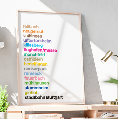 Poster Stuttgart Subway Light Rail Minimalist