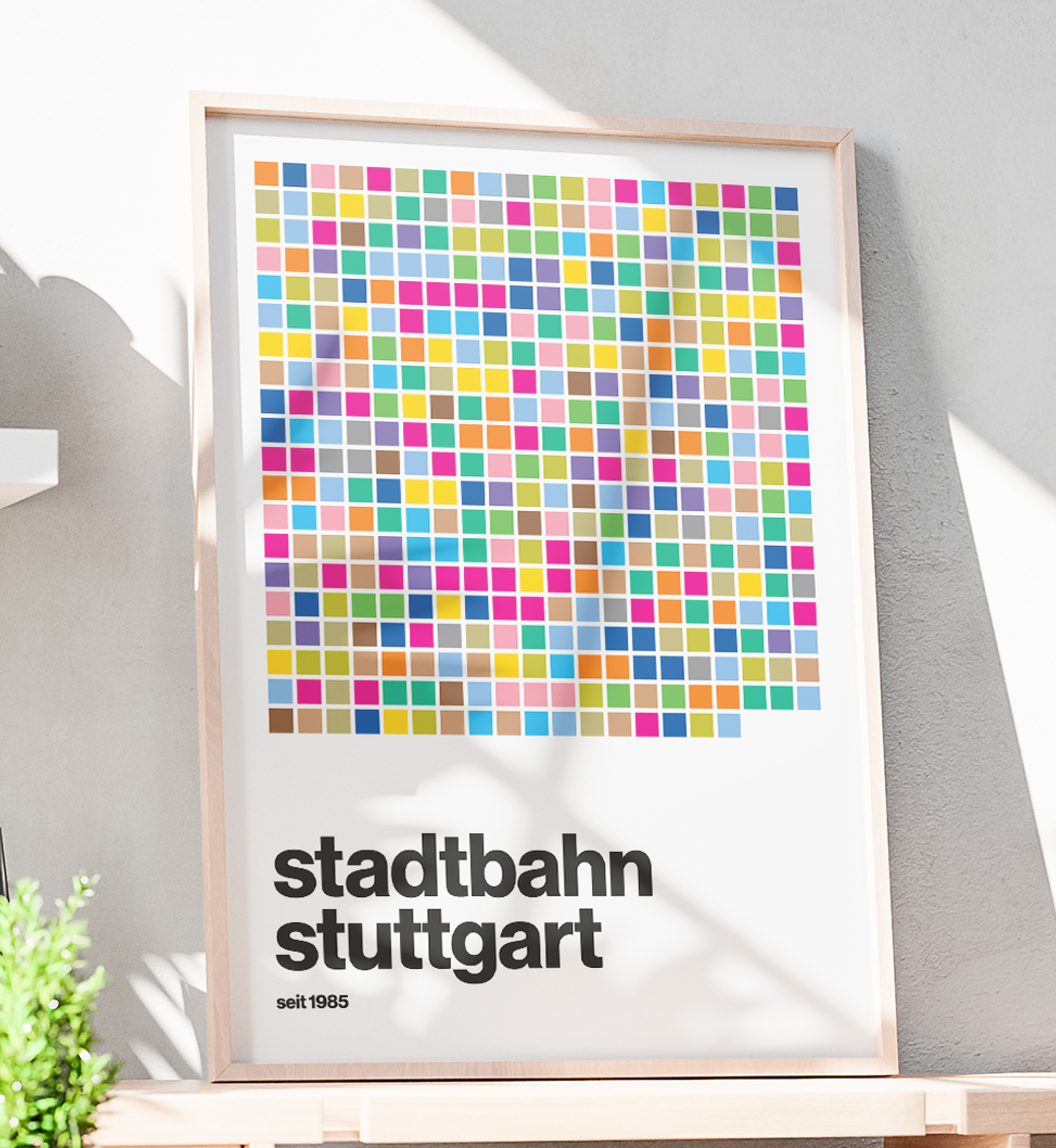Stuttgart U-Bahn Grid Stadtplan Poster Mid-Century Design