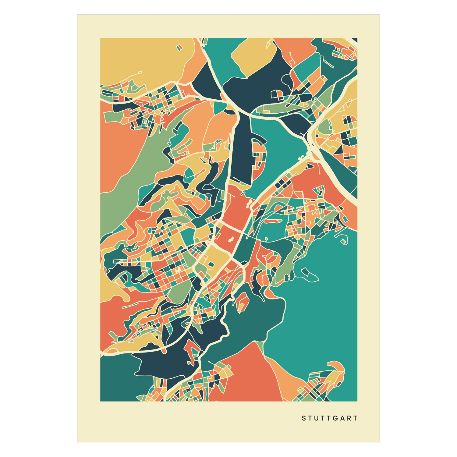 Stuttgart city map poster