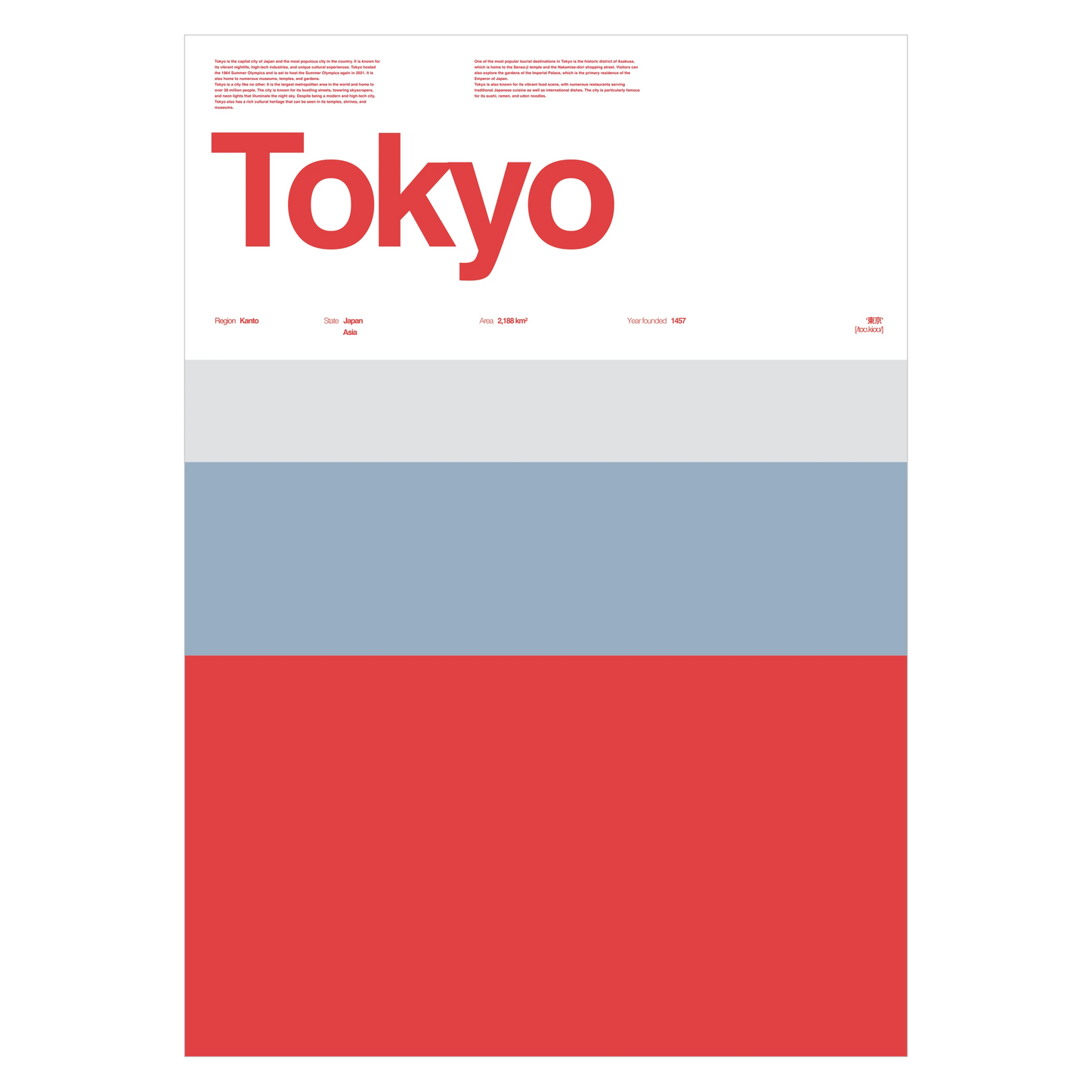 Tokyo Typographic City Poster – Minimalist A3 Wall Art