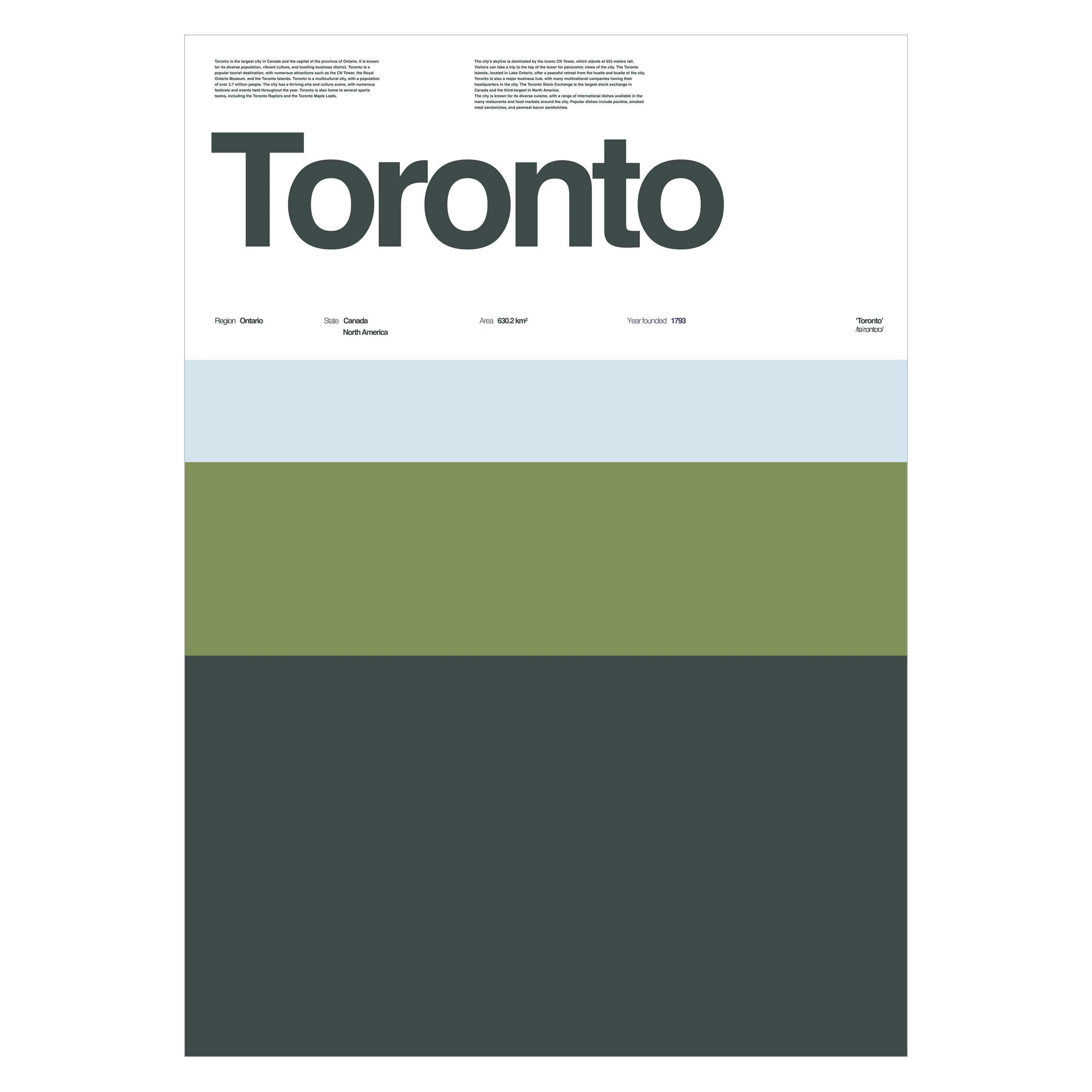 Toronto Typographic City Poster – Minimalist A3 Wall Art