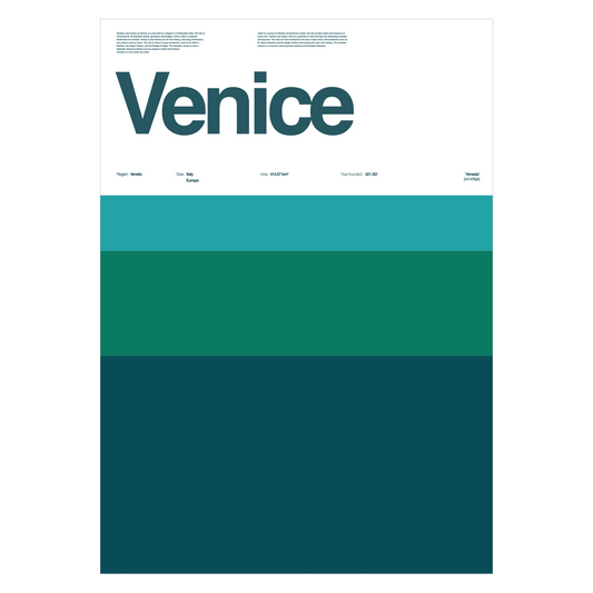 Venice Typographic City Poster – Minimalist A3 Wall Art
