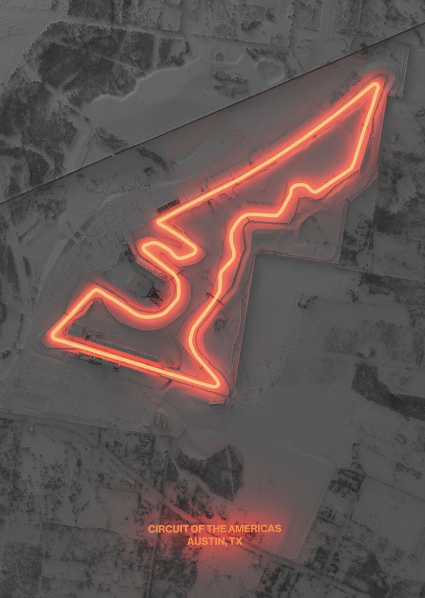 Circuit of the Americas – Neon Race Track Poster