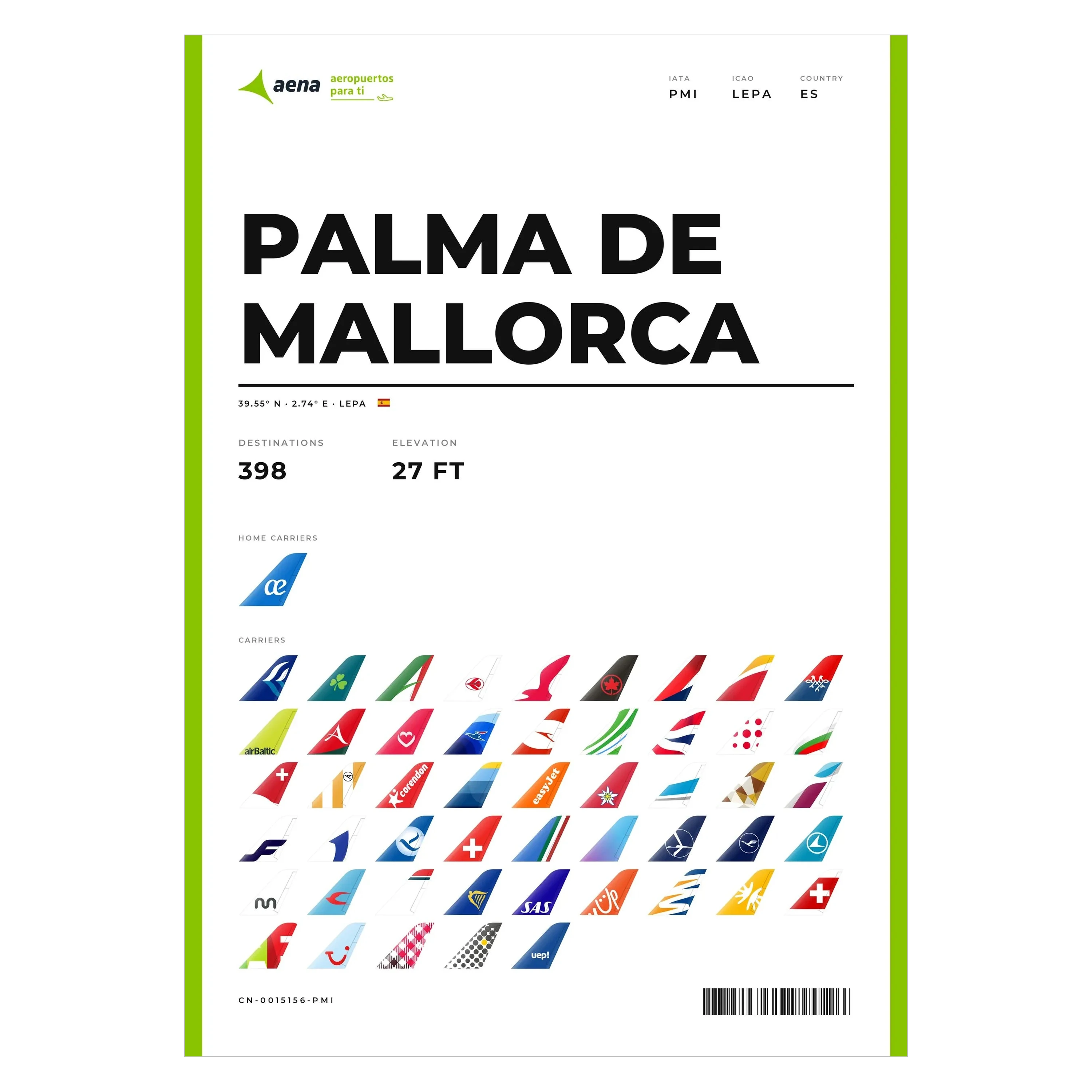 Flughafen Palma de Mallorca Poster – PMI Aviation Print