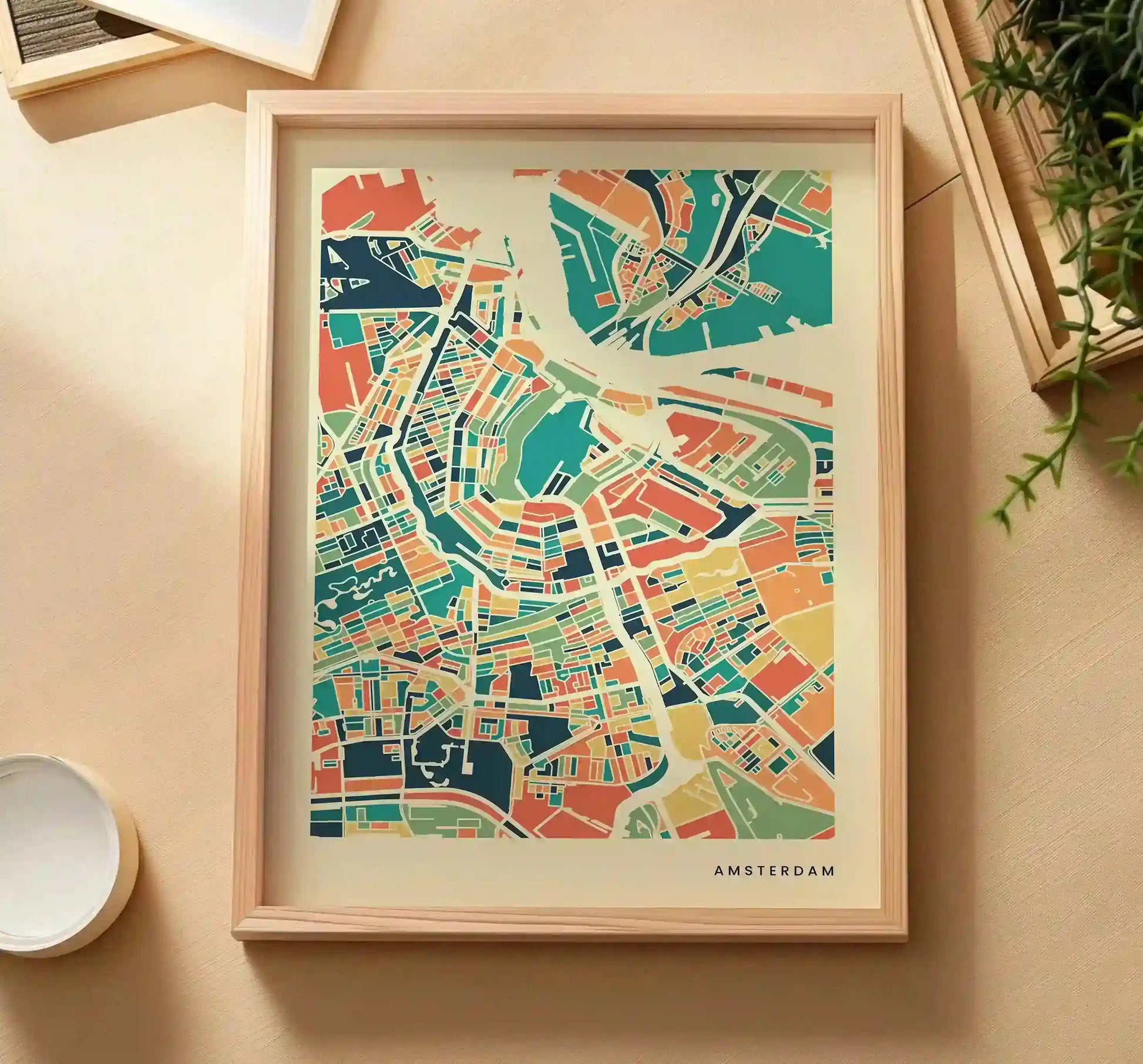 Amsterdam Stadtkarte Poster – Polychroma Modern Art Print