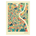 Bordeaux Stadtkarte Poster – Polychroma Modern Art Print