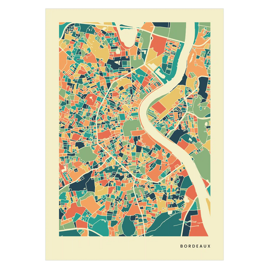 Bordeaux Stadtkarte Poster – Polychroma Modern Art Print
