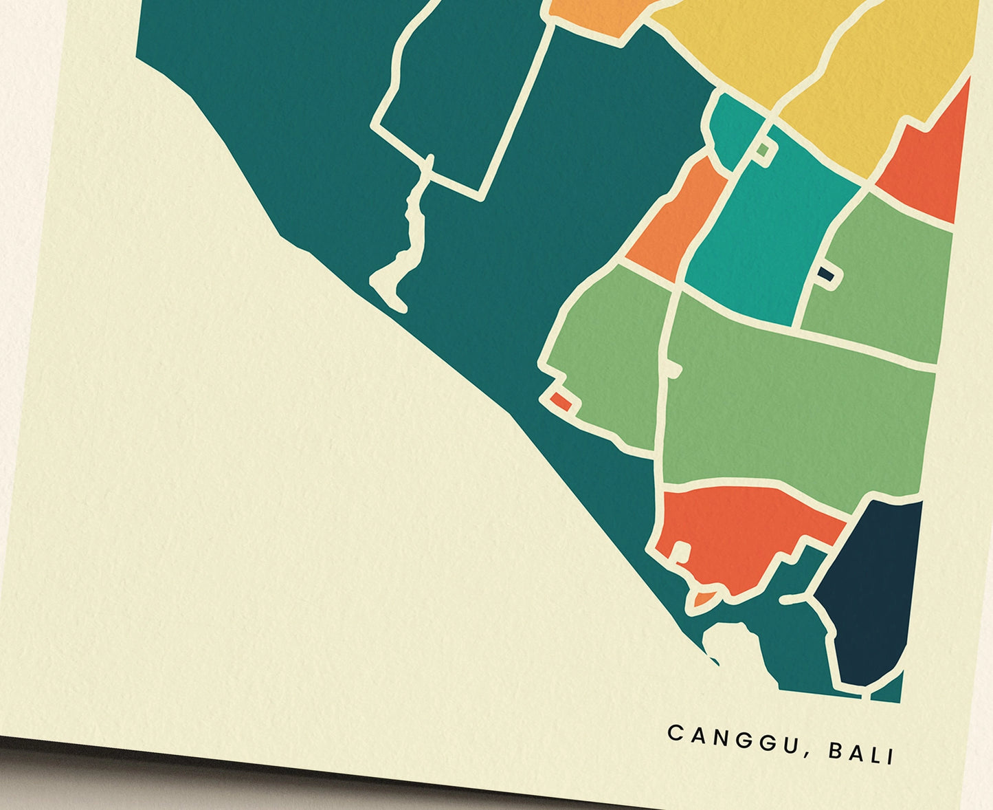 Canggu Bali Stadtkarte Poster – Polychroma Modern Art Print
