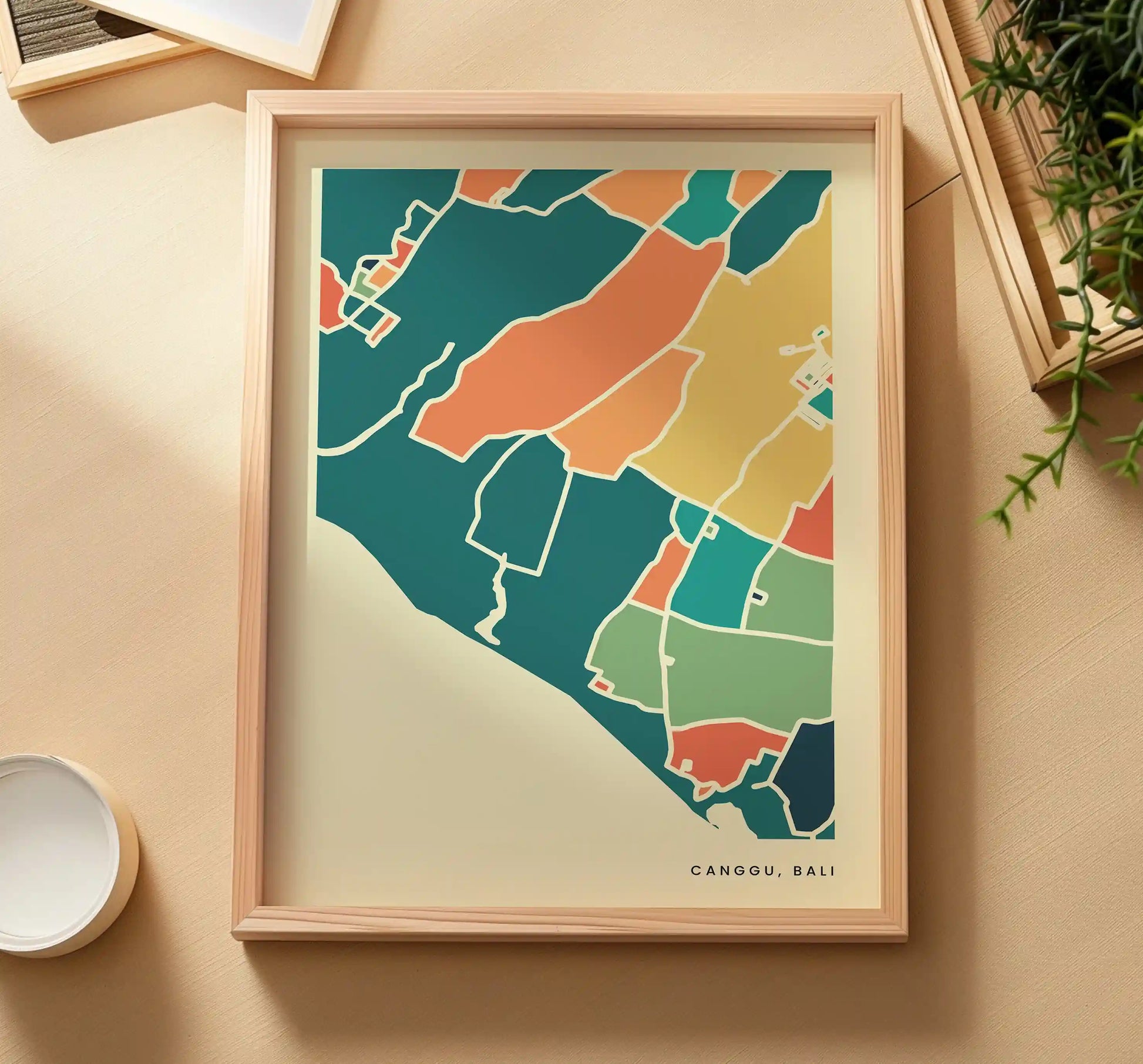 Canggu Bali Stadtkarte Poster – Polychroma Modern Art Print