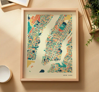 New York Stadtkarte Poster – Polychroma Modern Art Print
