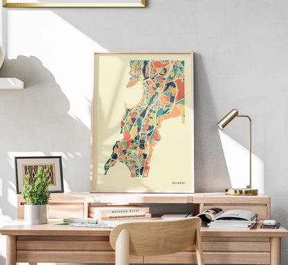 Mumbai Stadtkarte Poster – Polychroma Modern Art Print