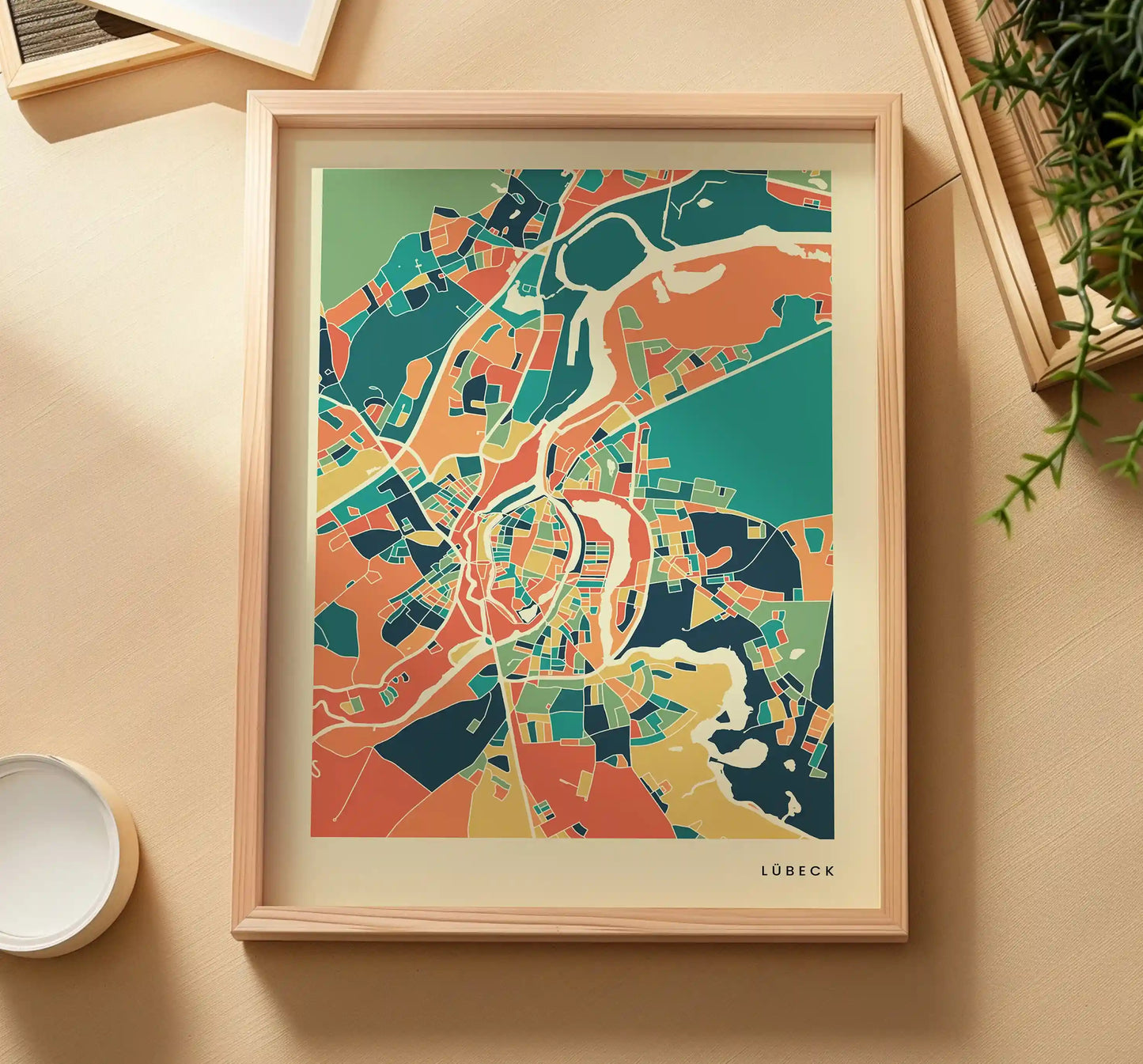 Lübeck Stadtkarte Poster – Polychroma Modern Art Print