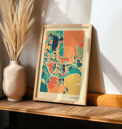 Karlsruhe Stadtkarte Poster – Polychroma Modern Art Print