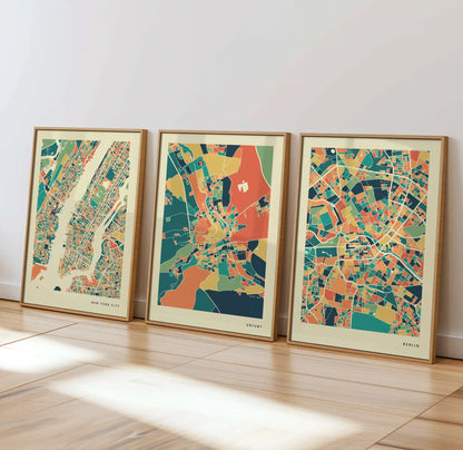 Erfurt Stadtkarte Poster – Polychroma Modern Art Print