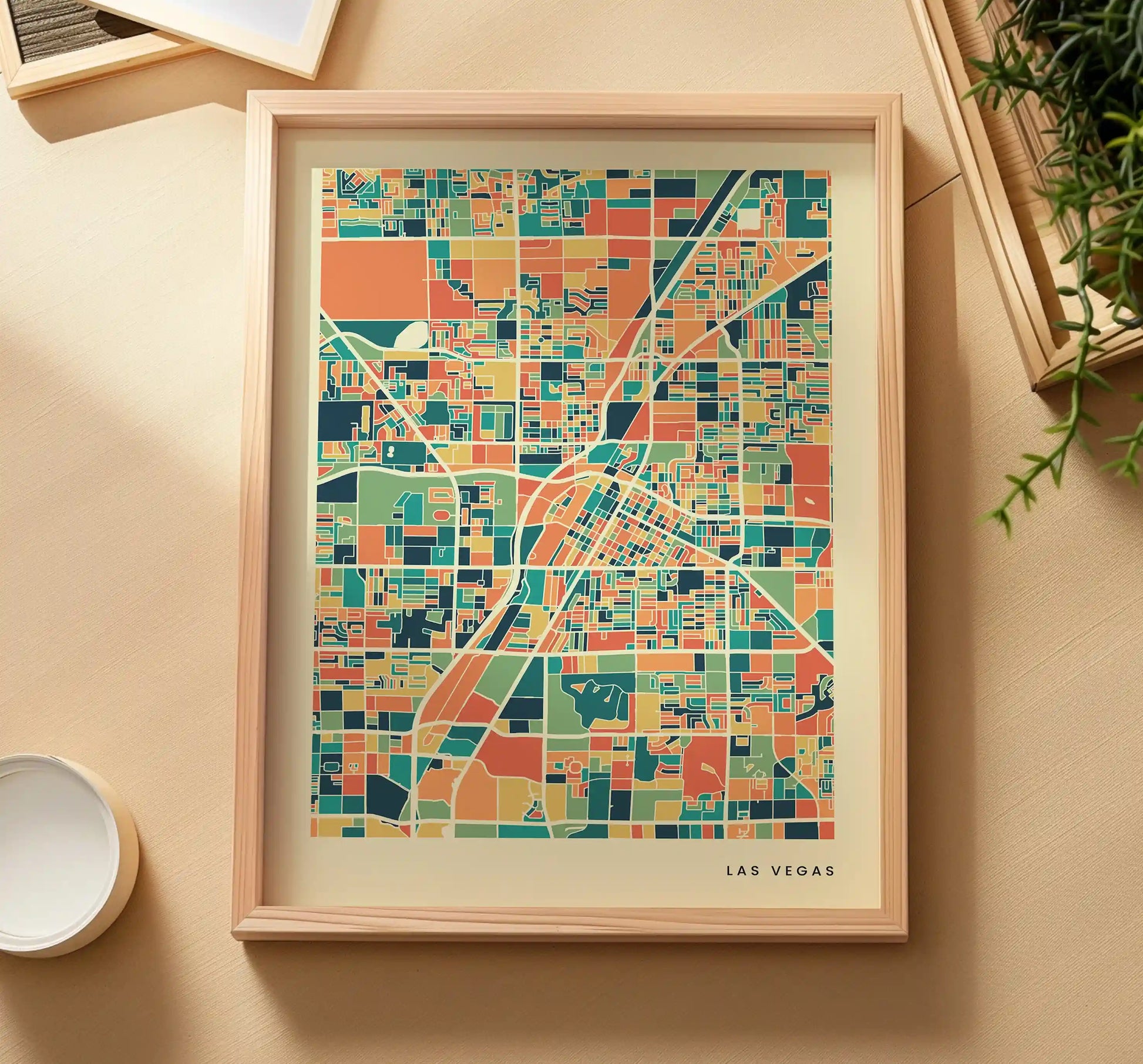Las Vegas Stadtkarte Poster – Polychroma Modern Art Print