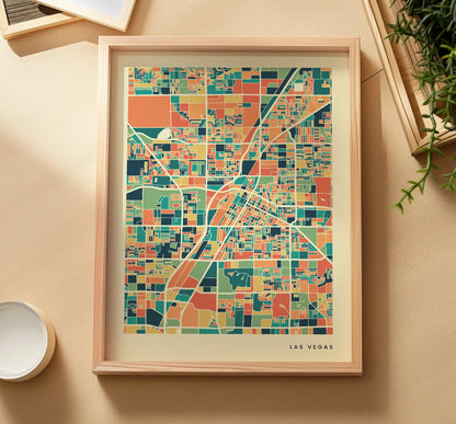 Las Vegas Stadtkarte Poster – Polychroma Modern Art Print