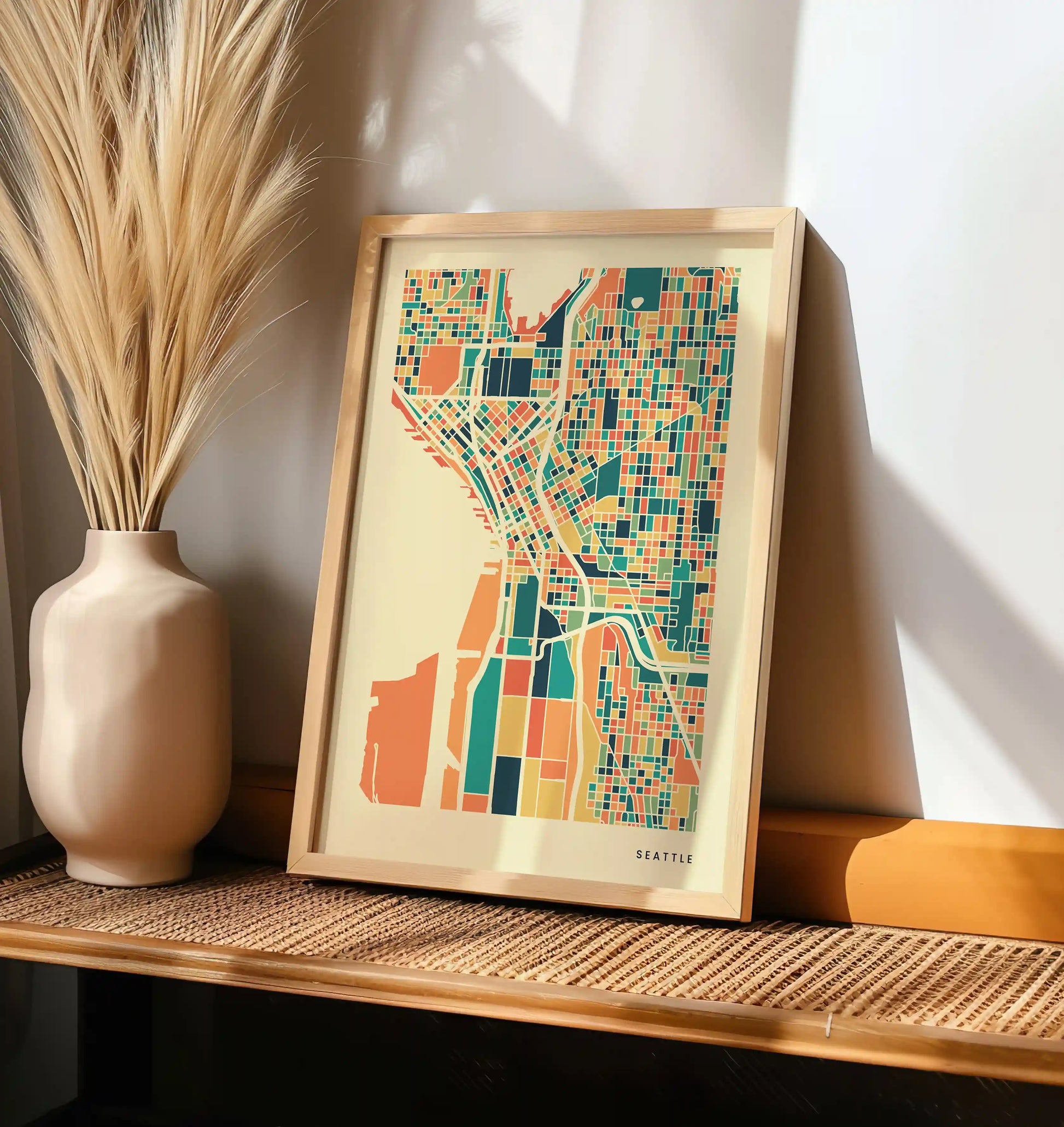 Seattle Stadtkarte Poster – Polychroma Modern Art Print