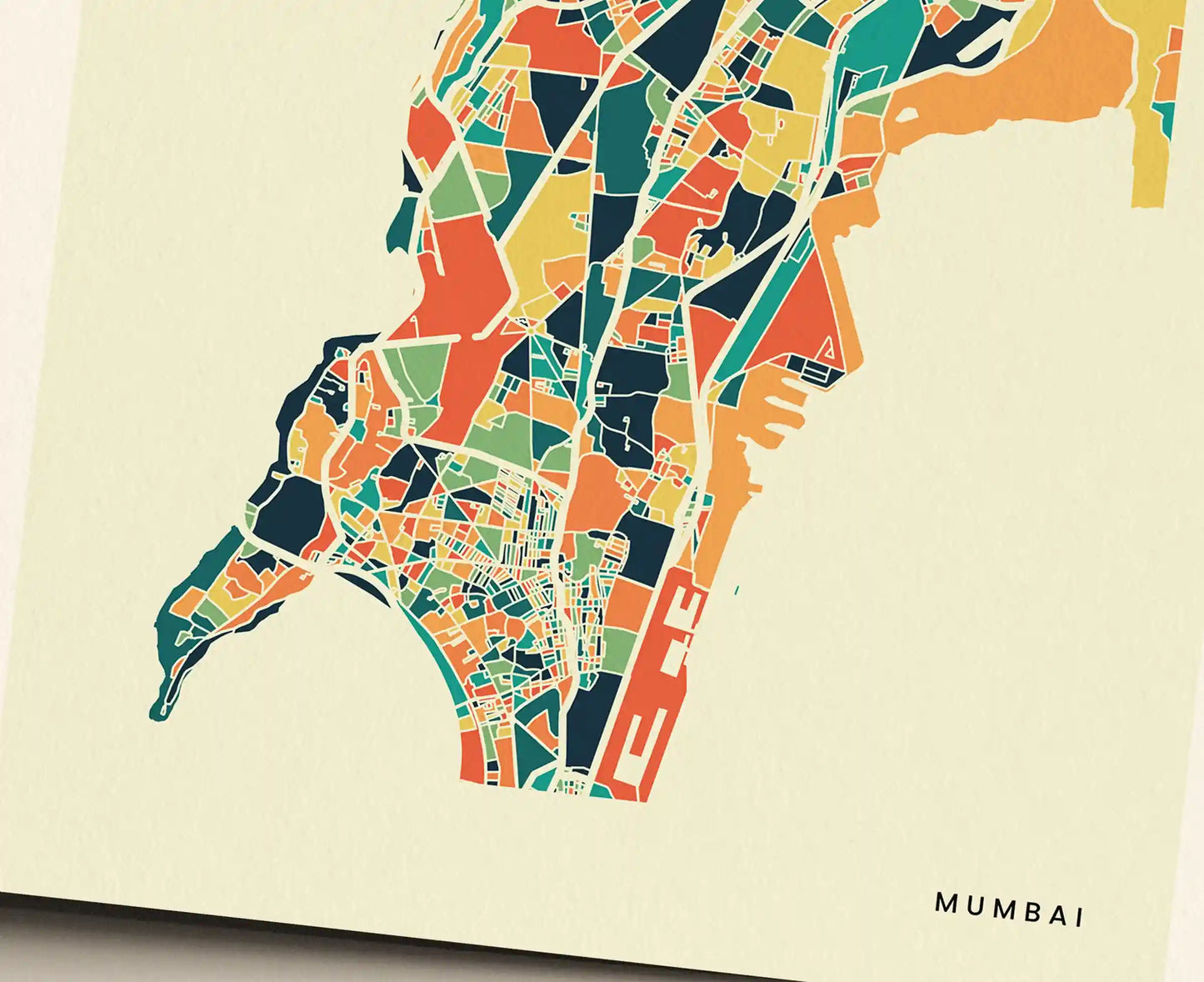 Mumbai Stadtkarte Poster – Polychroma Modern Art Print