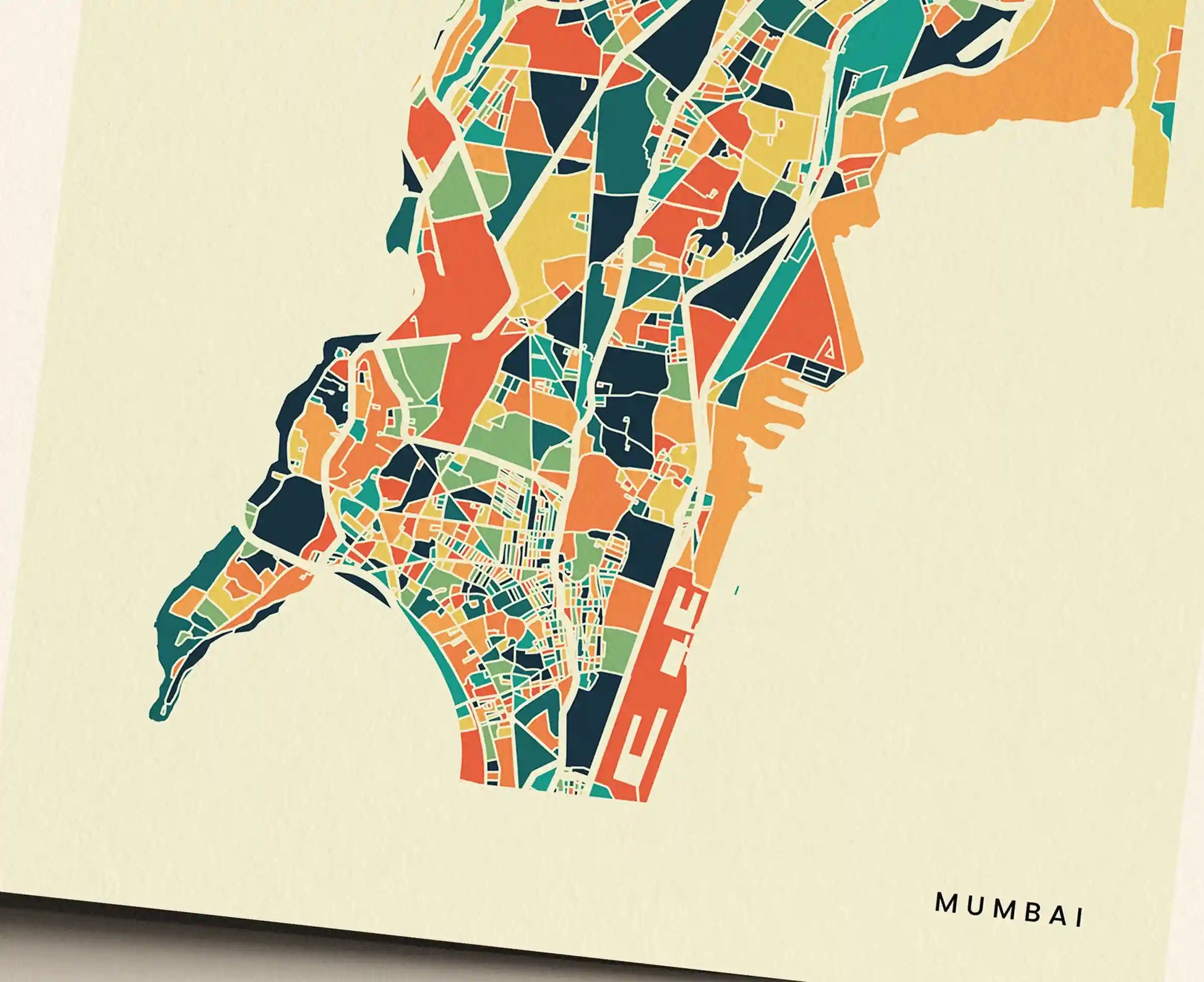 Mumbai Stadtkarte Poster – Polychroma Modern Art Print