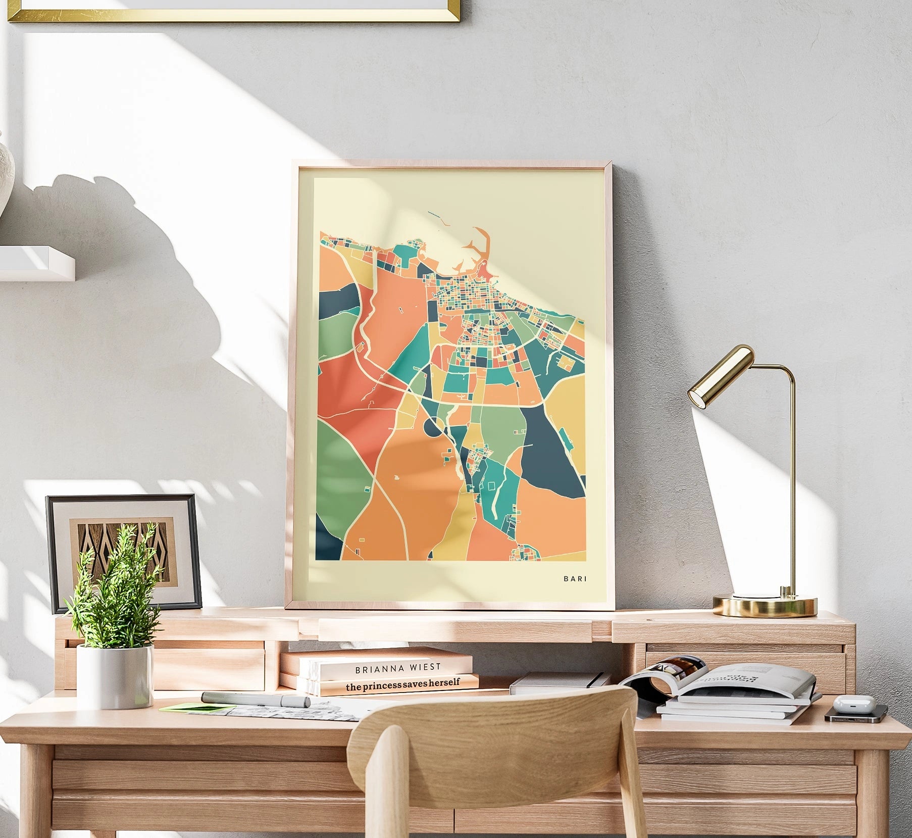 Bari Stadtkarte Poster – Polychroma Modern Art Print