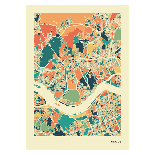 Seoul Stadtkarte Poster – Polychroma Modern Art Print