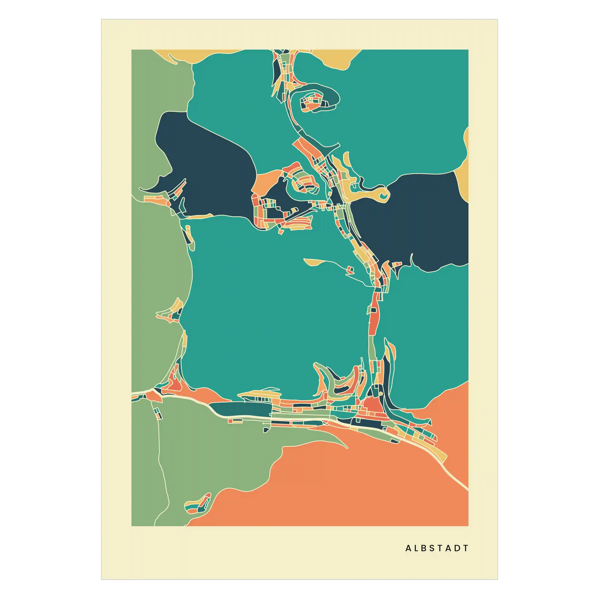 Albstadt Stadtkarte Poster – Polychroma Modern Art Print