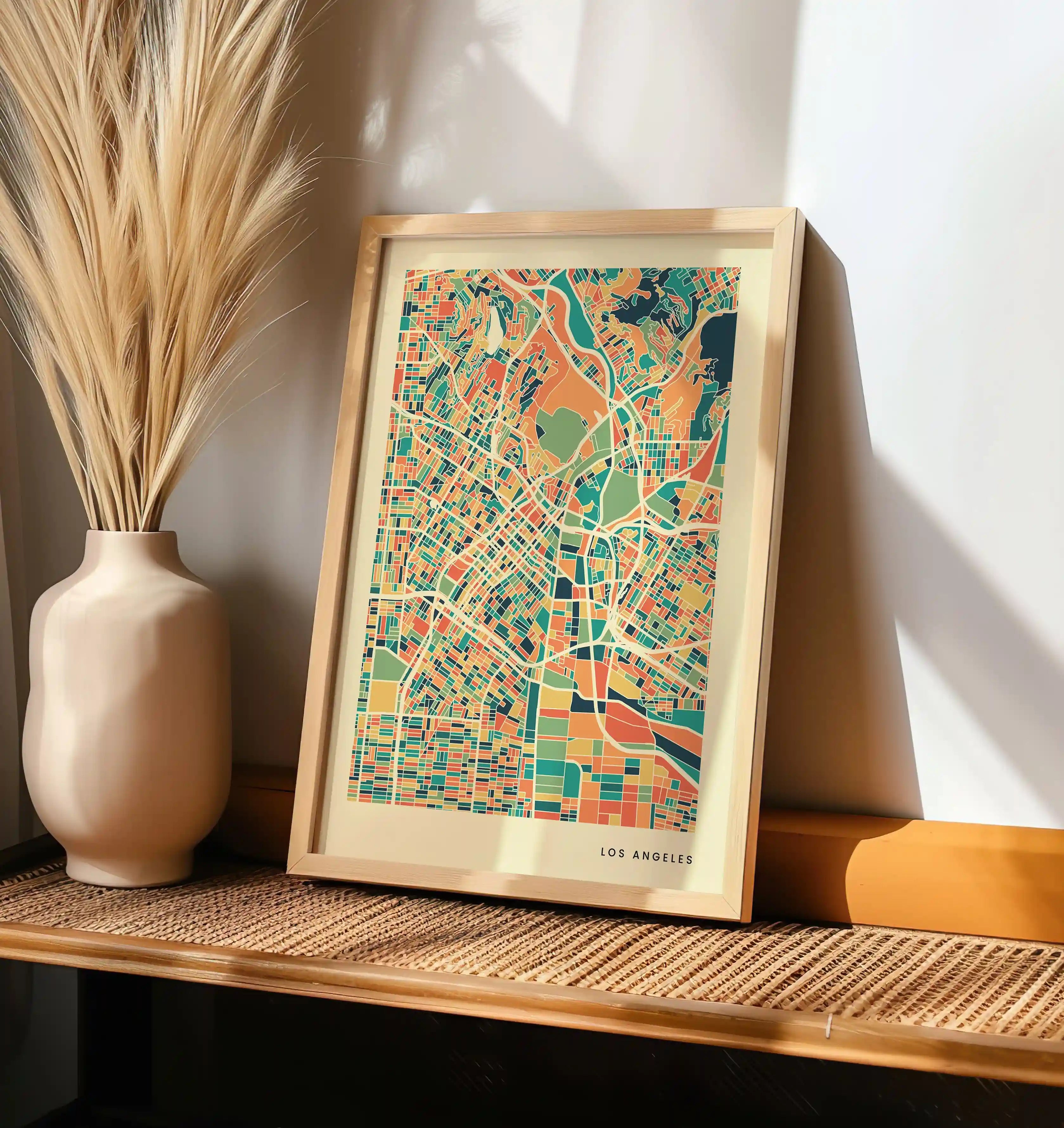 Los Angeles Stadtkarte Poster – Polychroma Modern Art Print