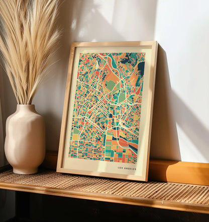 Los Angeles Stadtkarte Poster – Polychroma Modern Art Print