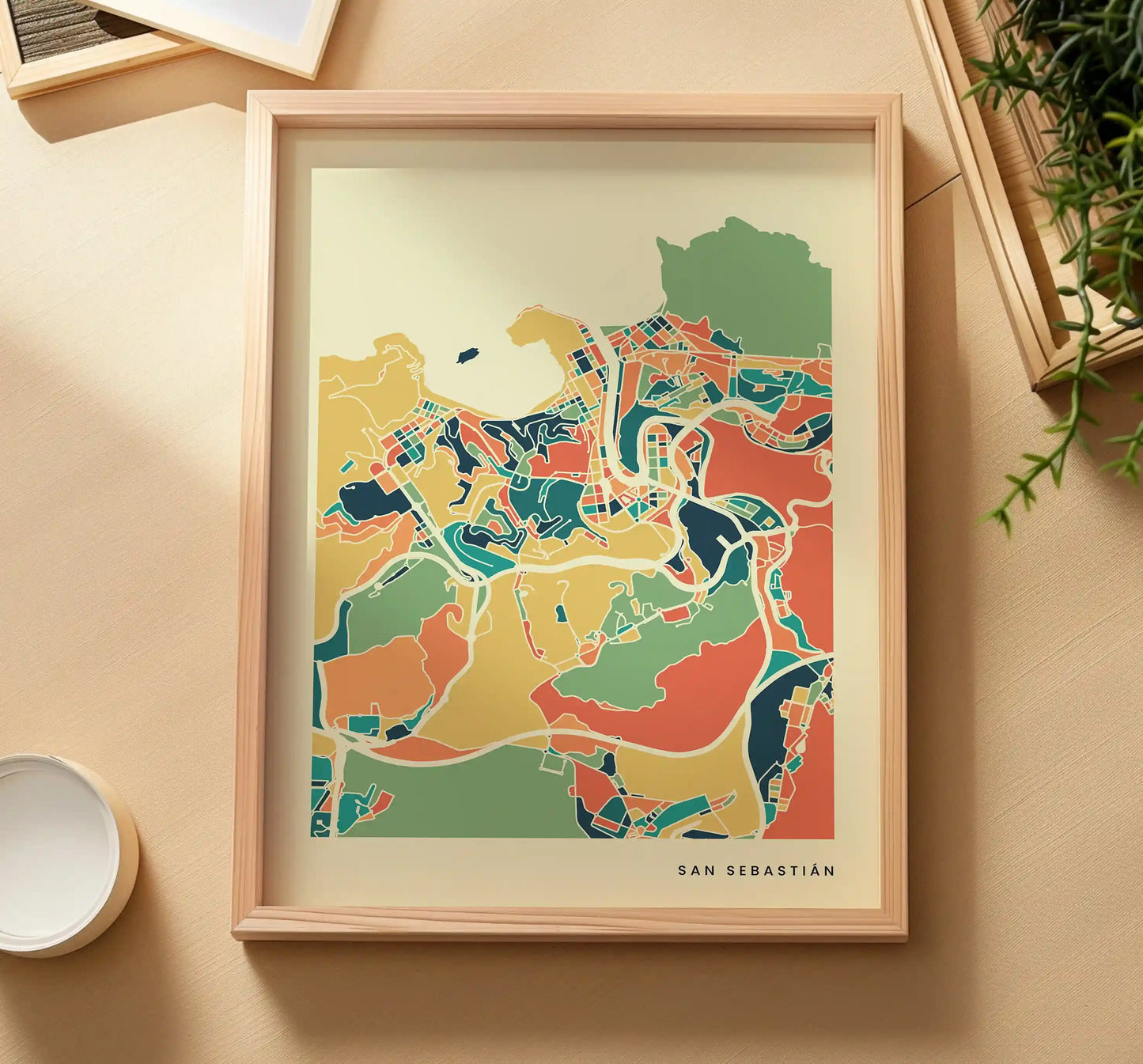 San Sebastián Stadtkarte Poster – Polychroma Modern Art Print