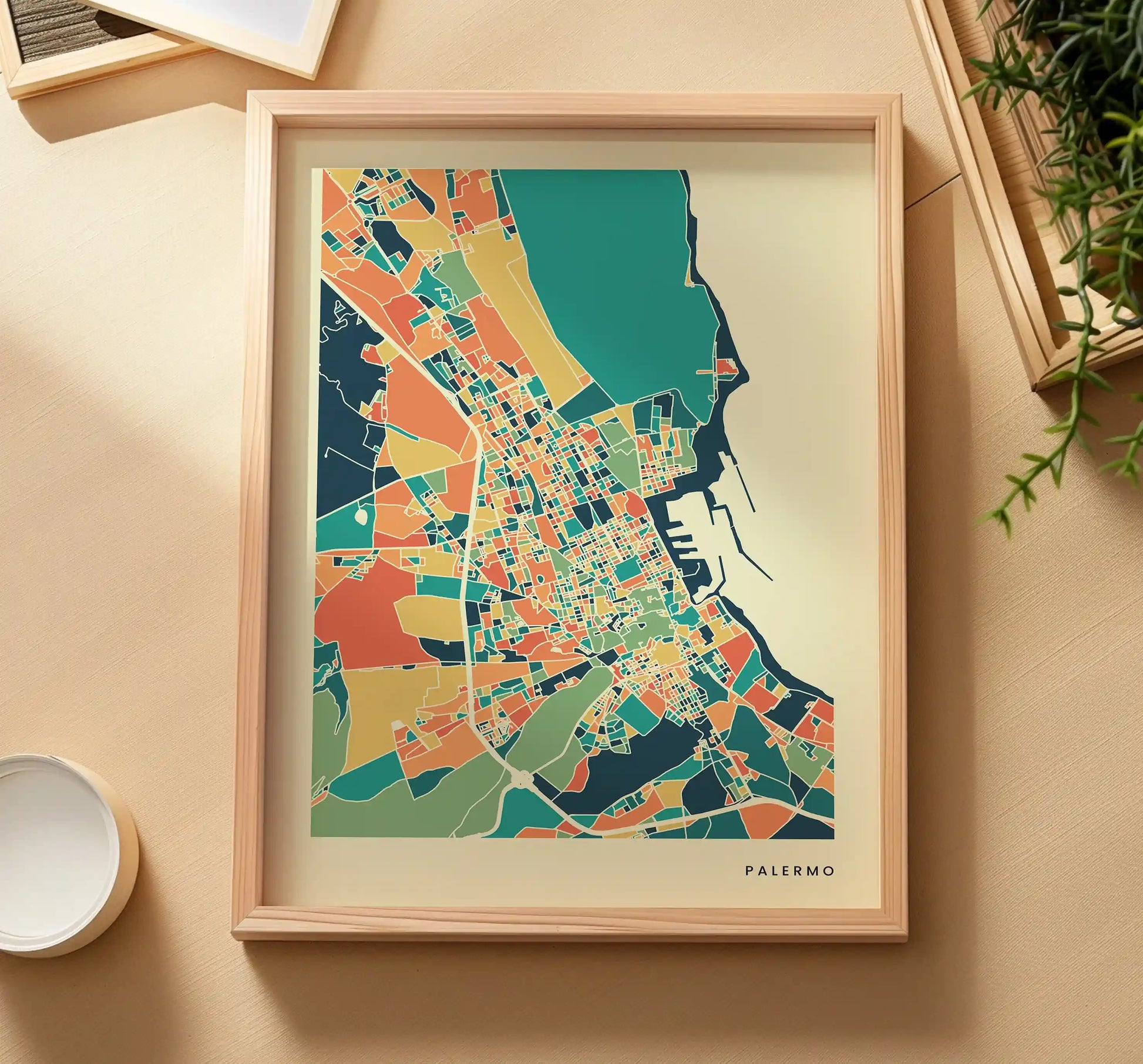 Palermo Stadtkarte Poster – Polychroma Modern Art Print