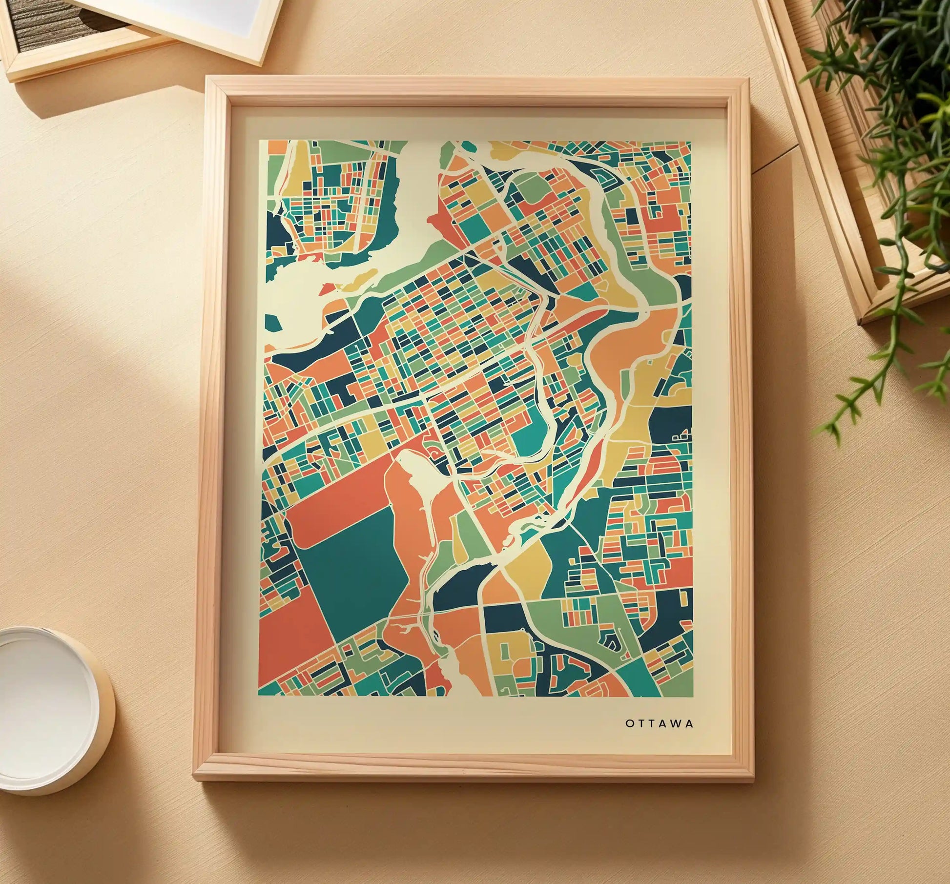 Ottawa Stadtkarte Poster – Polychroma Modern Art Print