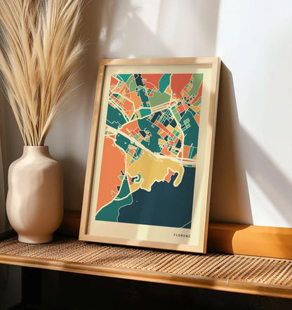 Florenz Stadtkarte Poster – Polychroma Modern Art Print
