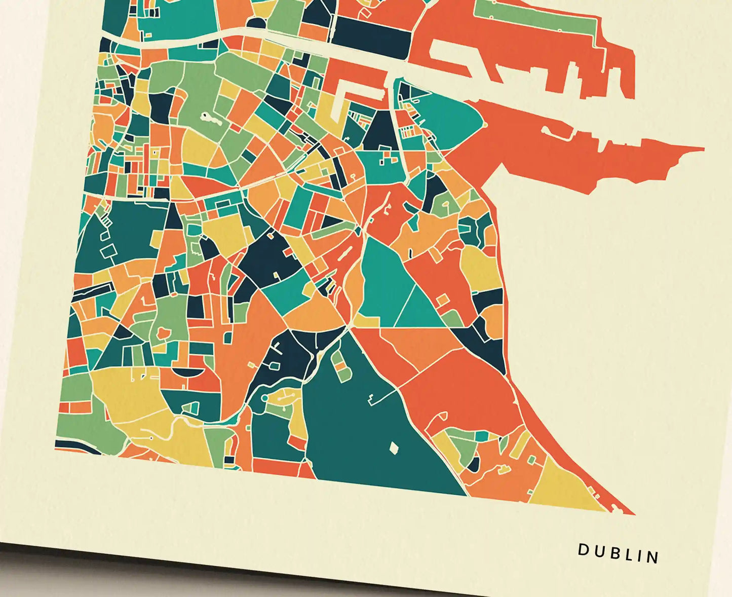 Dublin Stadtkarte Poster – Polychroma Modern Art Print